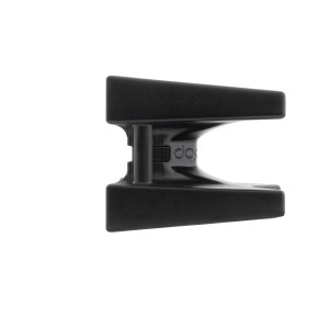 Schwarze Doppler Table-Fix Sonnenschirmhalterung zur Tischbeinbefestigung.