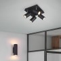 Schwarzer, matter Trio Strahler Marley mit 4 Spots an der Decke.