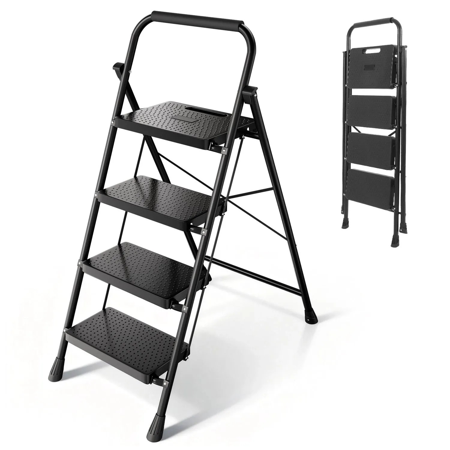 Sekey Klapptritt 4 Stufen Faltbar 36 cm Trittstufen Anti Rutsch bis 150 kg Haushaltsleiter