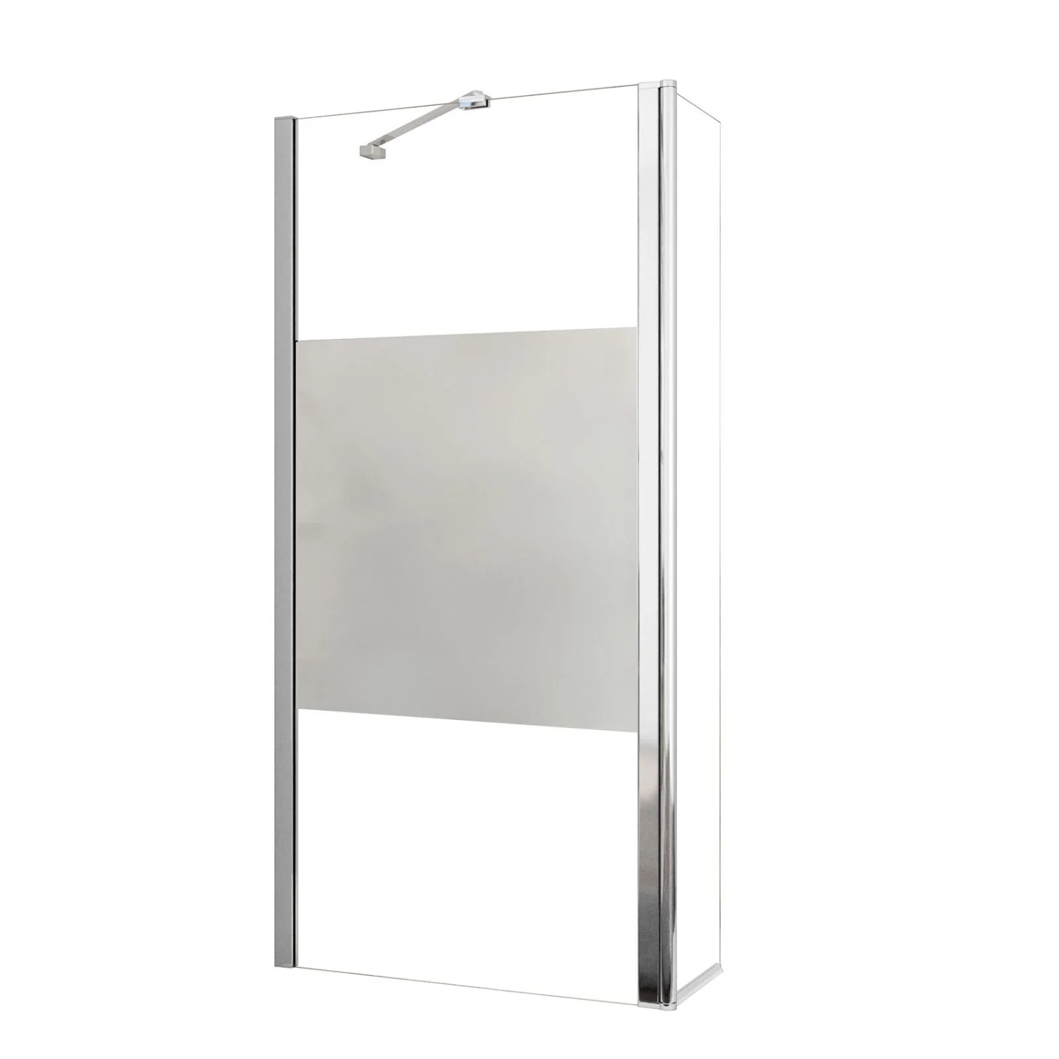 AICA Walk In Duschkabine 120x200cm Milchglasstreifen Duschwand +40x200cm Flipper Panel +45cm Stabilisator 8mm Nano-ESG Duschtrennwand F070