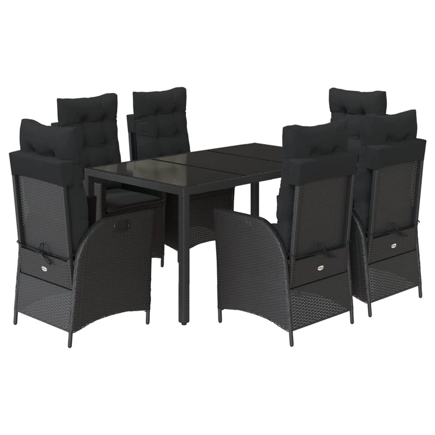 vidaXL 7-tlg Garten-Essgruppe mit Kissen Schwarz Poly Rattan Modell 162 günstig online kaufen