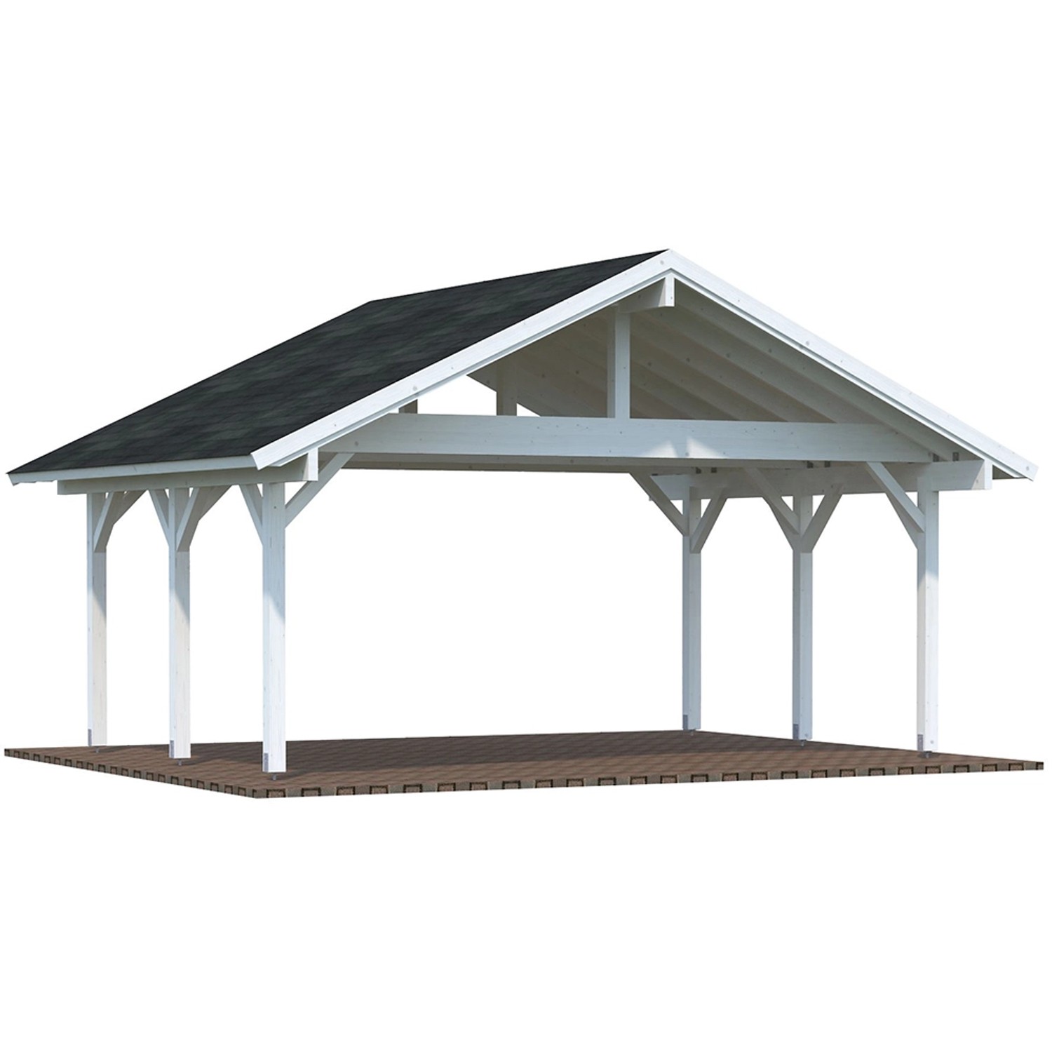 Palmako Carport Robert 20,6 m² Weiß Grundiert 555 cm x 372 cm