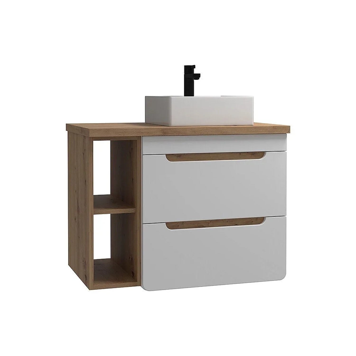 Vente-unique Einzelwaschtisch Aruba Naturfarben Hell  Weiß 80 cm