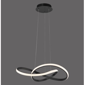 Moderne LED-Pendelleuchte Maria in Schwarz, 57x120 cm, dimmbar, für Wohnräume.