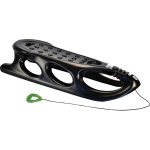 Schwarzer KHW Schlitten Snow Shuttle aus Kunststoff mit Zugseil und Griff.