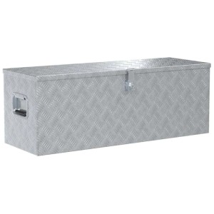 DELUKE Aluminiumbox Mit Deckel Abschließbar Alubox Deichselbox Alu Anhängerbox Werkzeugkiste Transportbox Metallkiste 110,5x38,5x40cm Silber