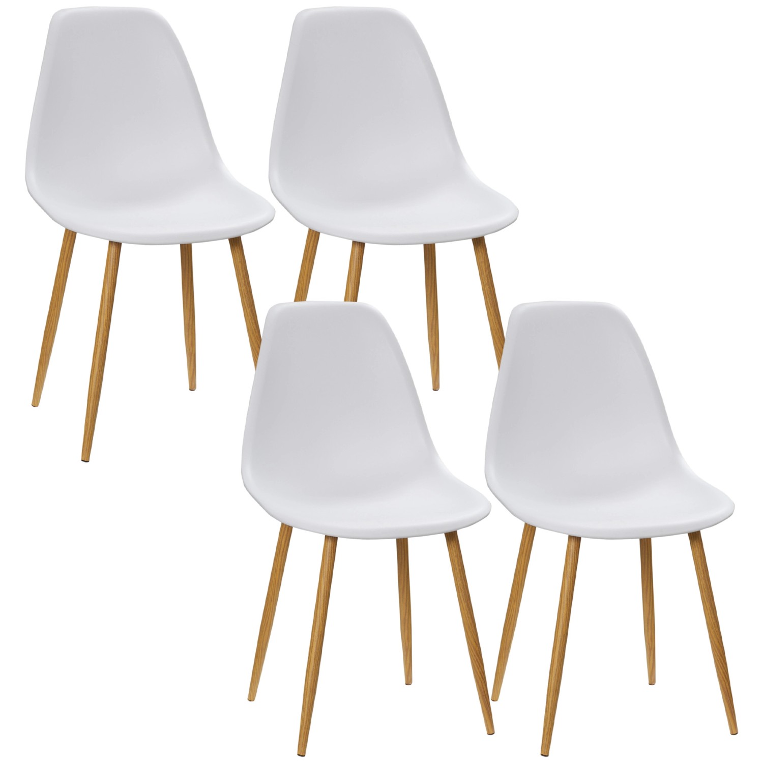 HOMCOM Esszimmerstuhl Kunststoff Metall Weiß+Natur 45L x 52B x 85,5H cm günstig online kaufen
