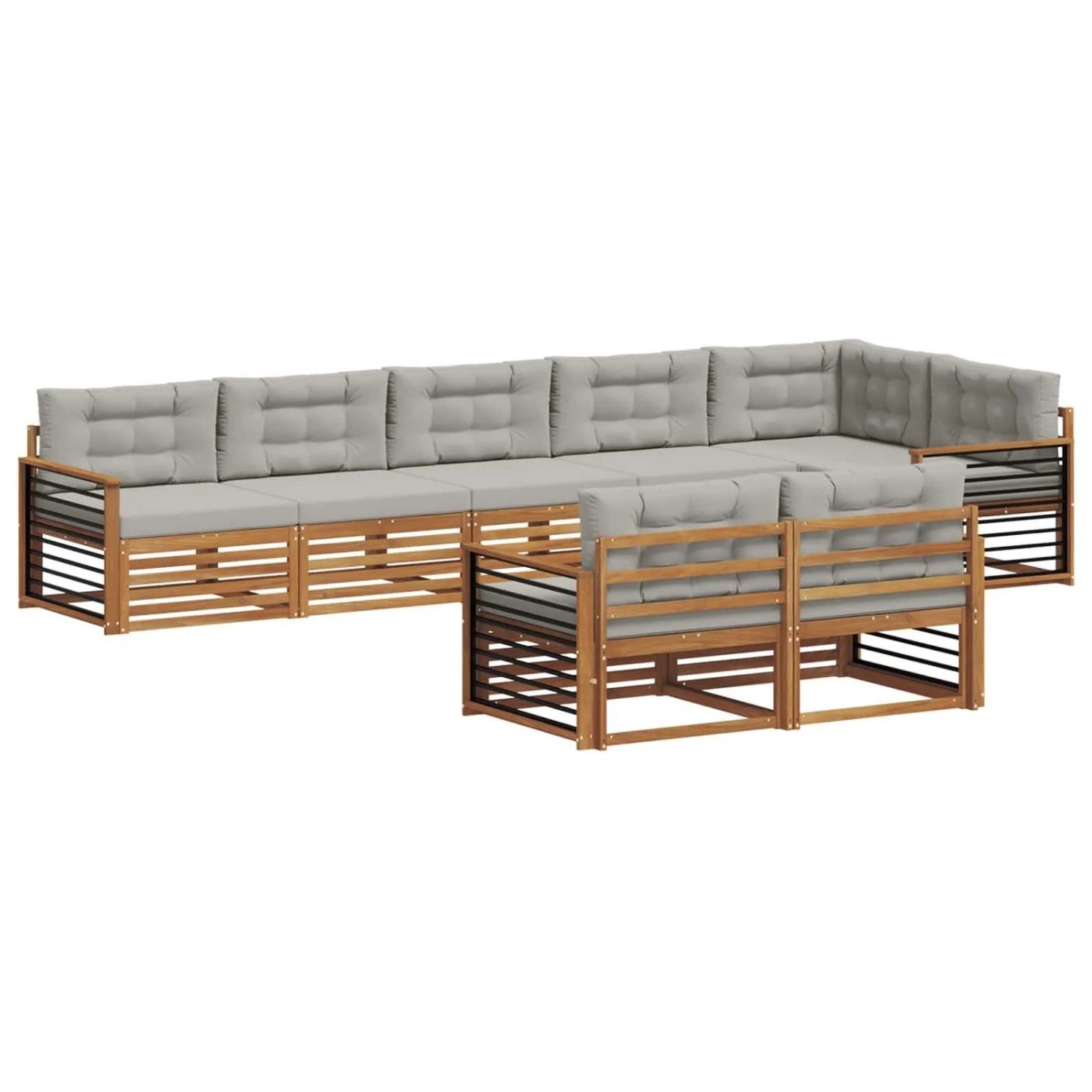 vidaXL Outdoor-Sofagarnitur mit Kissen 25-Tlg Natur und Hellgrau 3373671