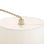 Detailaufnahme der beigen Bogenlampe Vinossa mit Teddy-Schirm, Innenleuchte für Wohnraum.