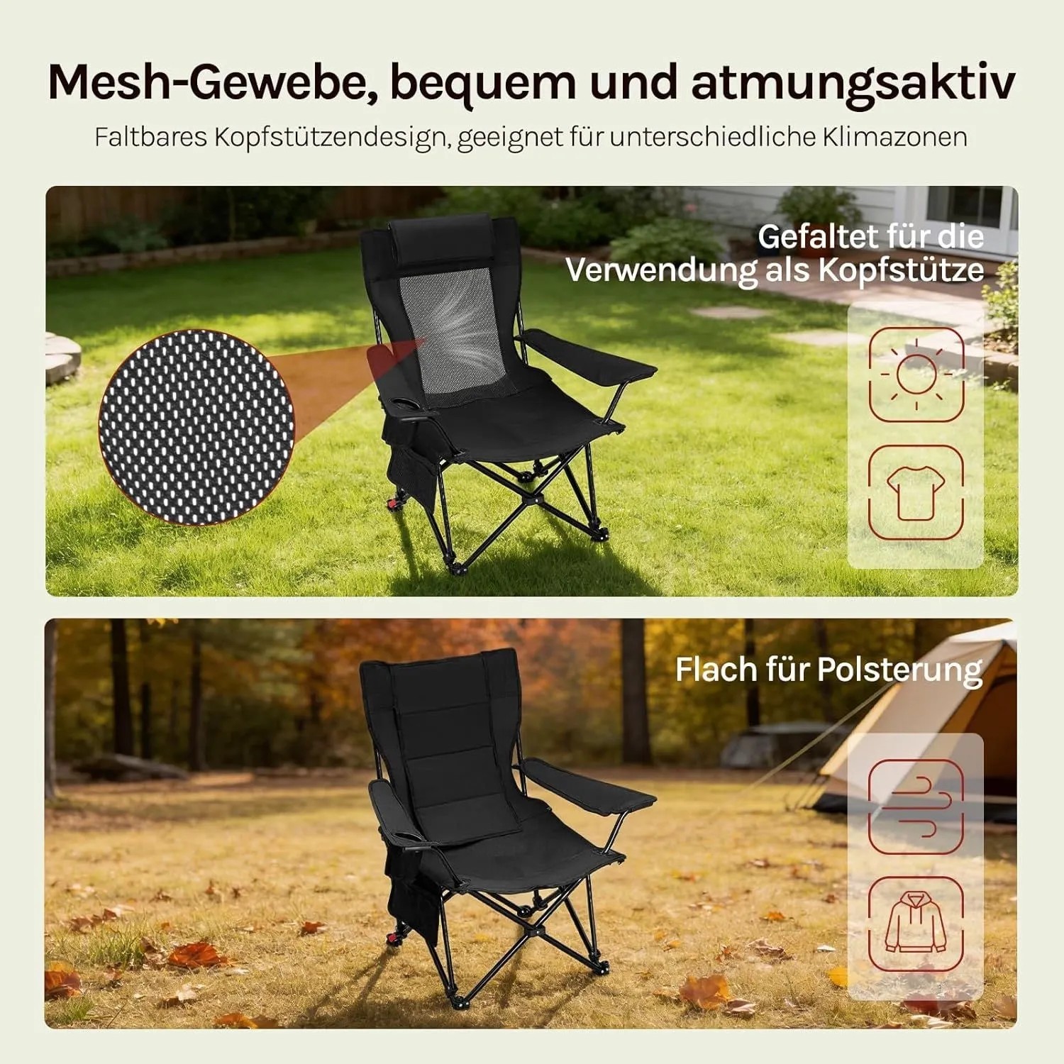 WOLTU Campingstuhl Faltbar Klappstuhl bis 150 kg Belastbar 2 Set_5