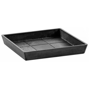 Quadratischer Ecopots Untersetzer in Dunkelgrau, 18 cm, für den Innen- und Außenbereich.
