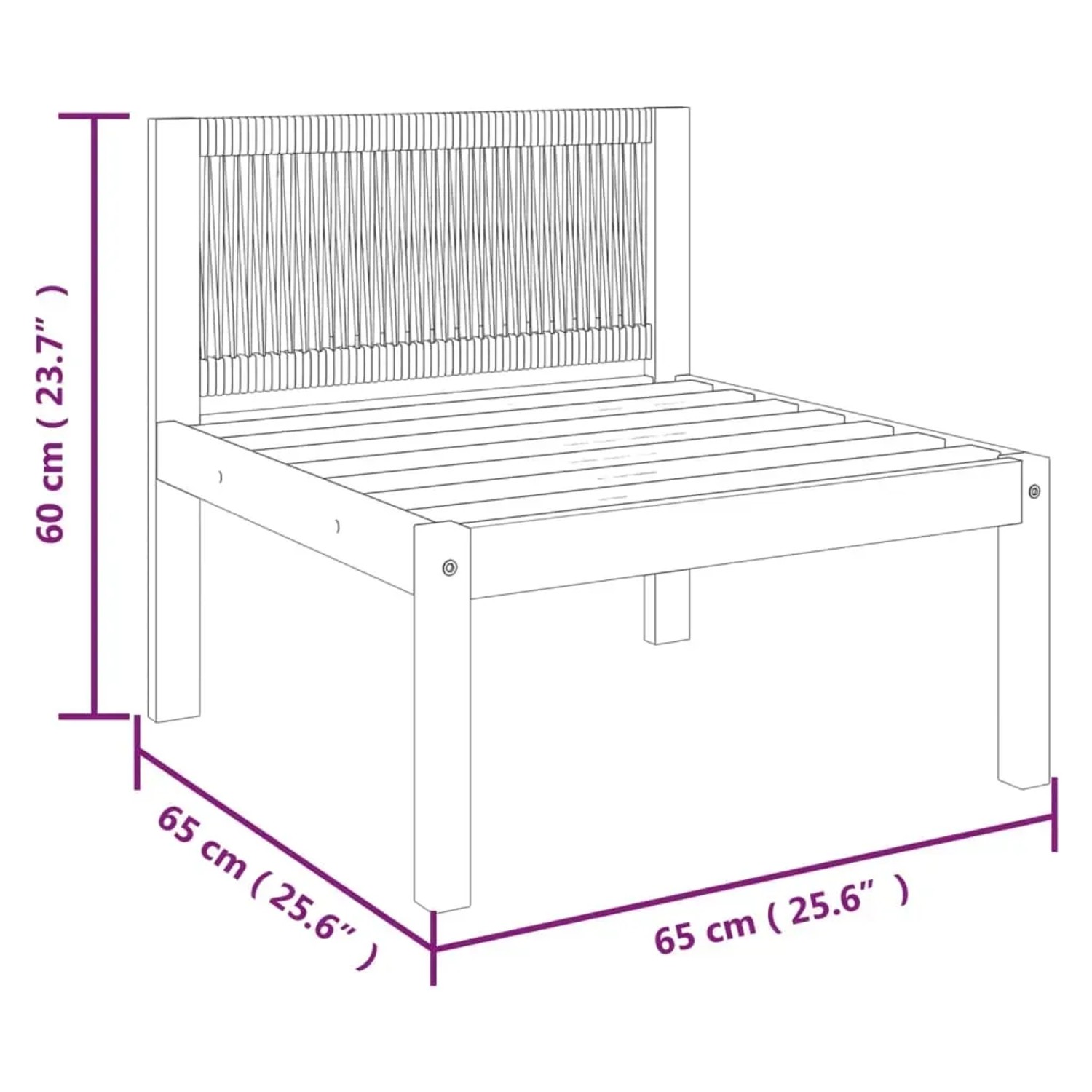 vidaXL Gartenlounge-Sofa aus Akazienholz mit Seilrückenlehne, Teil eines Lounge-Sets.