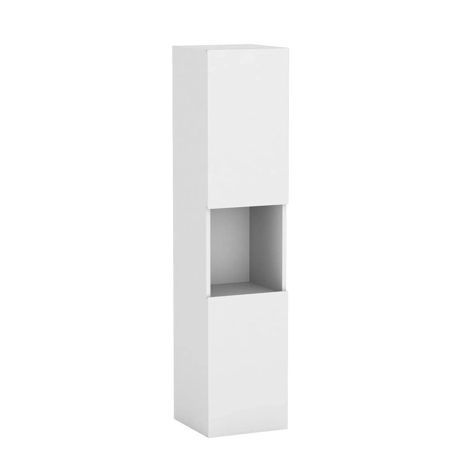 AICA Badezimmerschrank Aalst 130 cm Hochschrank mit 2 Türen Softclose Grifflos Matt Weiß Hängend