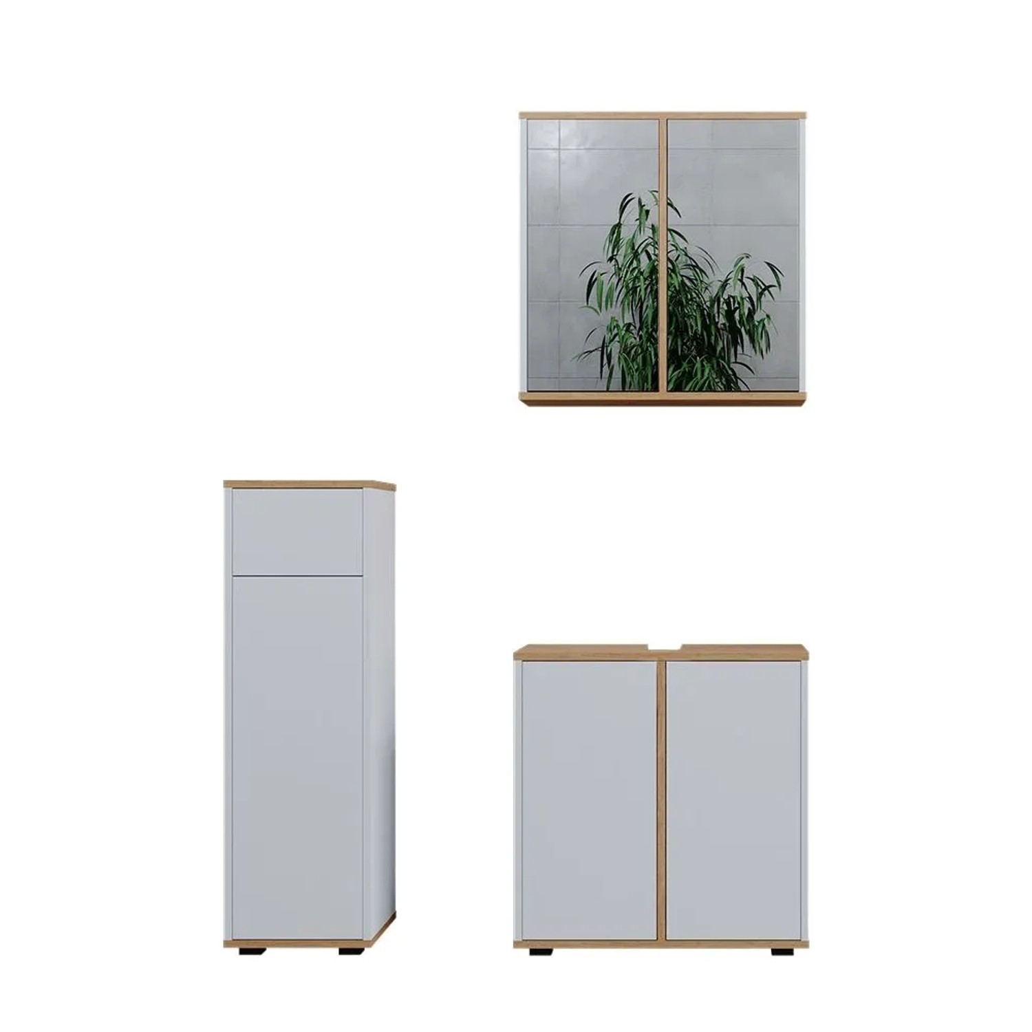 Vicco Badmöbel-Set Didi Weiß/Artisan-Eiche 60 x 62 3-teilig
