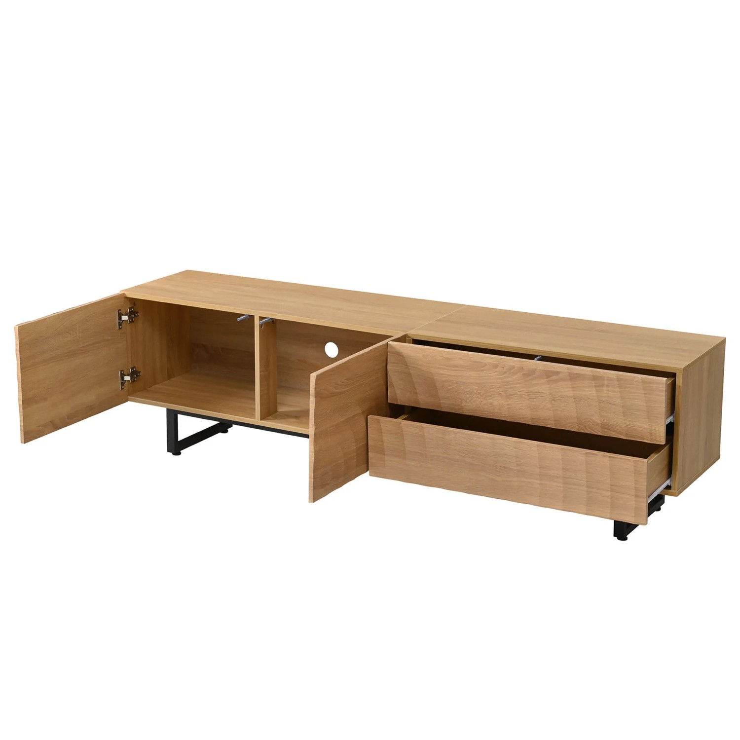 okwish TV Schrank mit 3d Textur und Modernem Design 180 x 38 x 51.5 cm Natur