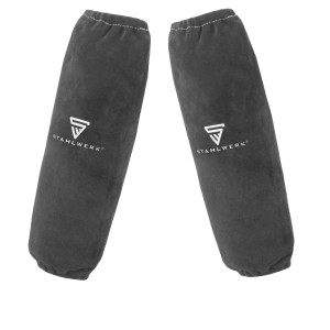 STAHLWERK Schweißerärmel aus Spaltleder mit elastischem Bund, schwarz. Schweißerschutz für Arme.