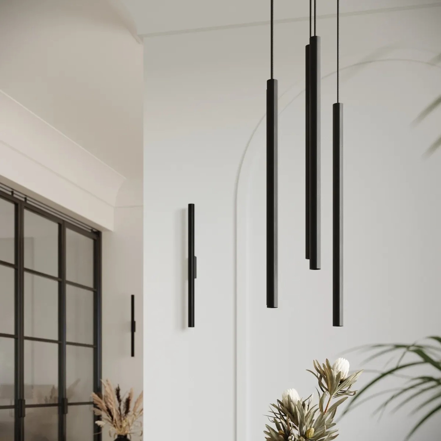 Moderne Sollux Pastelo 2 Pendelleuchte in Schwarz, minimalistisches Design.