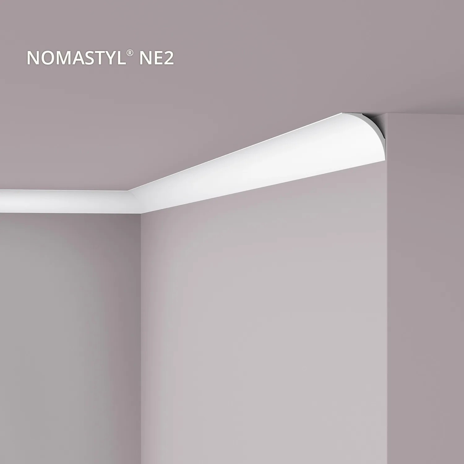 Weiße NOEL & MARQUET NMC NE2 Eckleiste NOMASTYL, 6x6x200 cm, im Raum montiert.