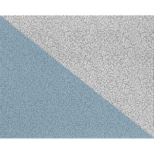 Überstreichbare Vliestapete Rauhfaser mit Putz-Muster, teils blau, teils weiß.