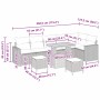 vidaXL Gartenmöbel Set, 9-teilig, grau, Poly Rattan, mit Maßen der Einzelteile.