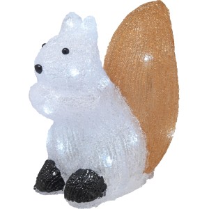 LED Dekofigur Eichhörnchen, 19 cm, für Außen, Weihnachtsdeko, Acryl, kaltweiße LEDs.