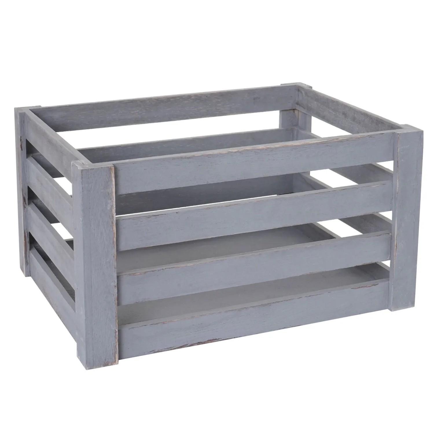 3er Set graue MCW Holzkisten C56 im Shabby Look, ideal zur Aufbewahrung.