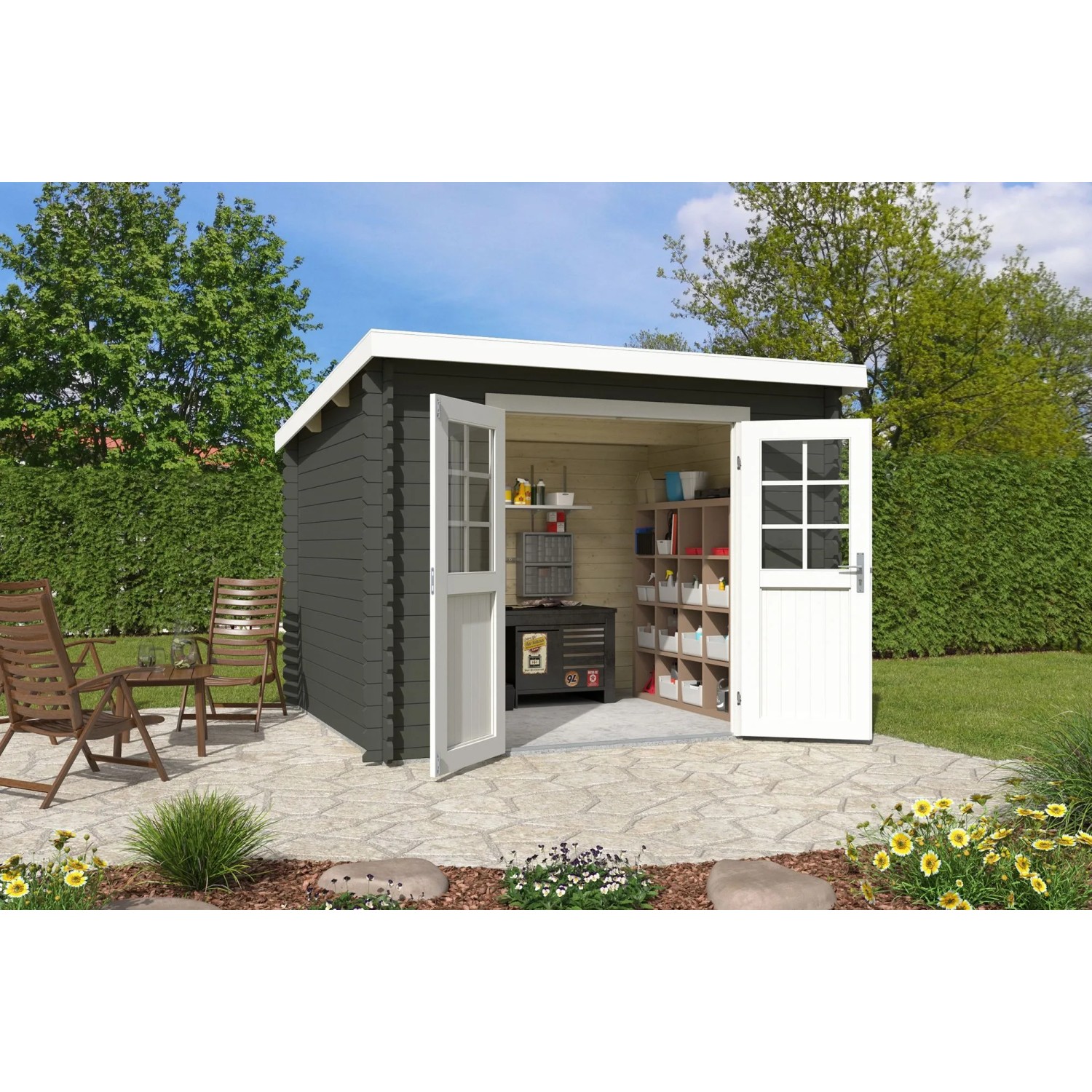 Lasita Gartenhaus San Jose 230 Grau-Grün 275 cm x 230 cm