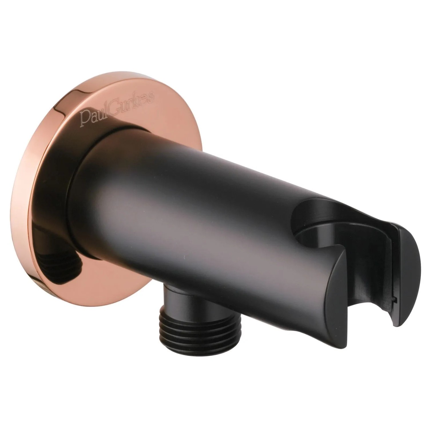 PaulGurkes Wandanschlussbogen Matt-Schwarz Rose-Gold mit Brausehalter
