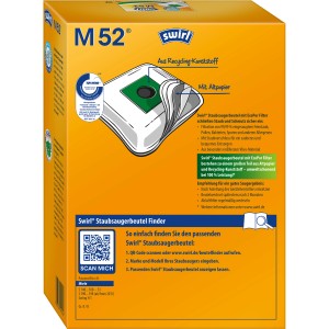 Swirl M 52 EcoPor Staubsaugerbeutel, 4 Stück, für Miele Staubsauger. Staubbeutel aus Recyclingmaterial.