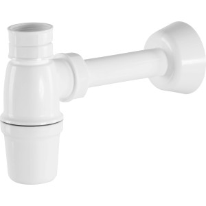 Weißer Flaschensiphon (32 mm) für Waschbecken zur Geruchsverhinderung.
