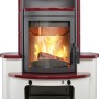 Hark Avenso GT ECOplus Kaminofen in Bordeauxrot mit Ofenkacheln und Automatik.