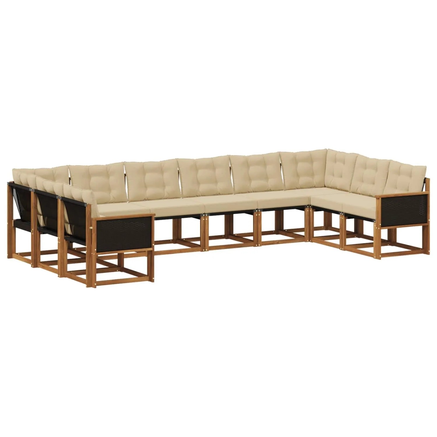 vidaXL Outdoor-Sofagarnitur mit Kissen 10 Stk Natur und Beige 3382233