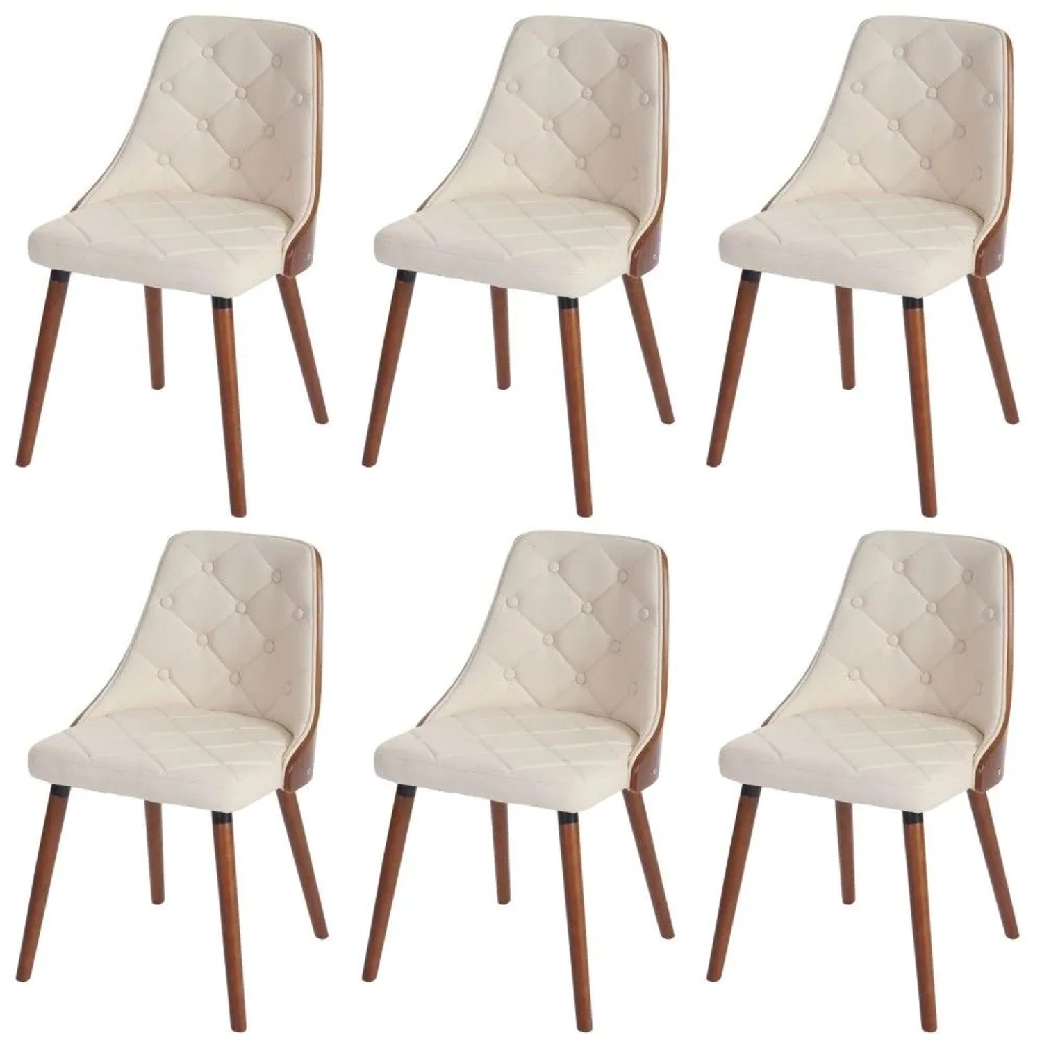 MCW Esszimmerstuhl A75 6er-Set Kunstleder Creme