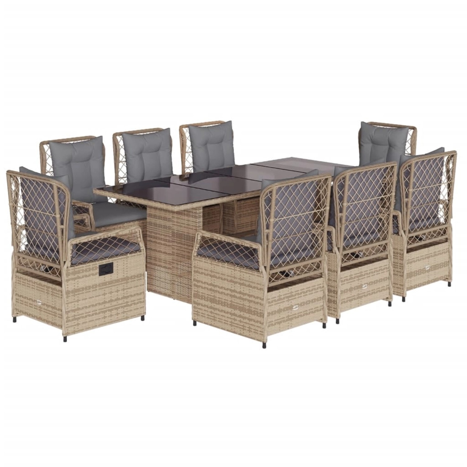 vidaXL 9-Tlg Garten-Essgruppe mit Kissen Beige Poly Rattan 3262933 günstig online kaufen