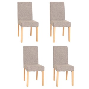 4er-Set MCW Esszimmerstühle Littau mit grauem Textilbezug und hellen Holzbeinen. Moderne Polsterstühle für Ihr Esszimmer.