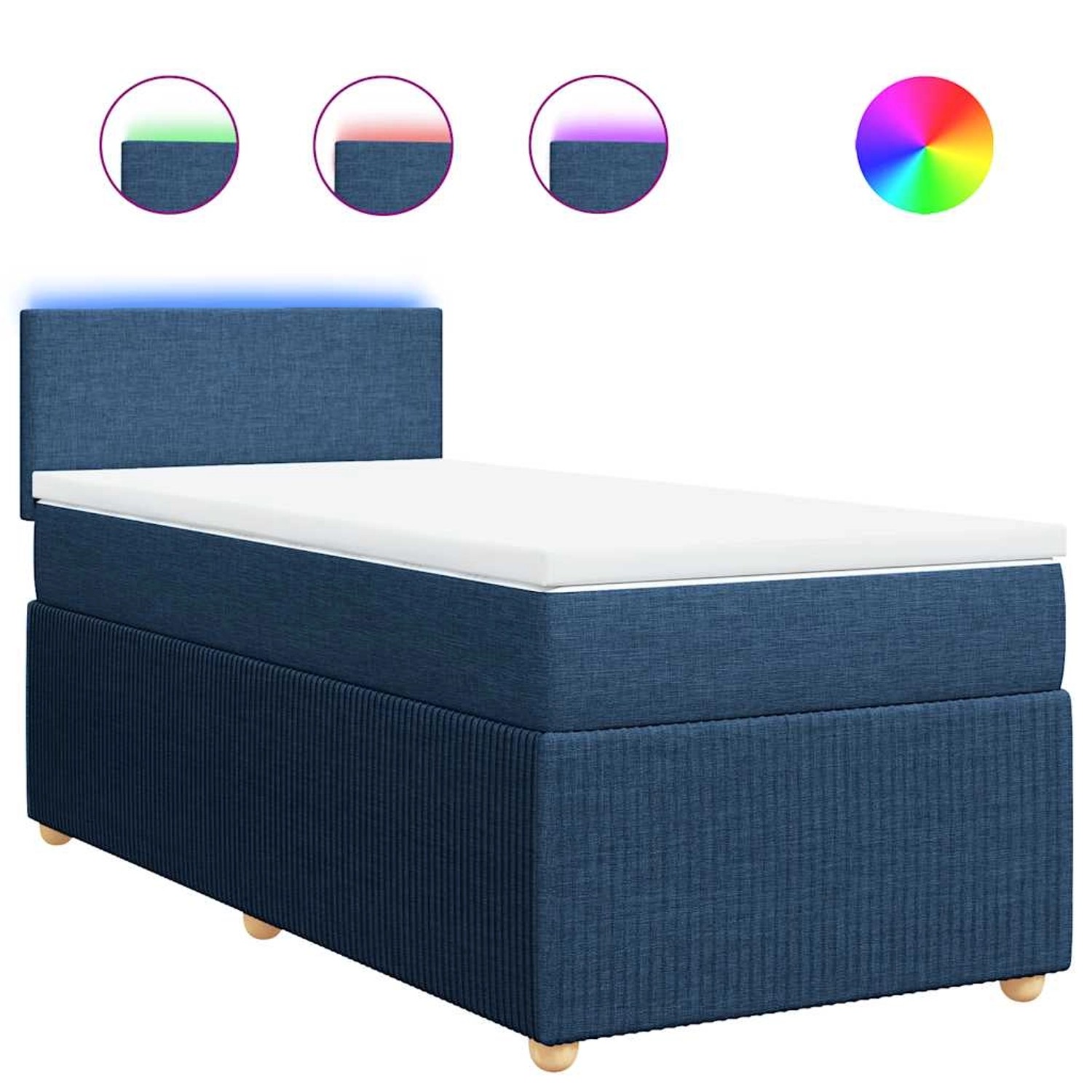 vidaXL Boxspringbett mit Matratze Blau 100x200 cm Stoff 3289666 günstig online kaufen