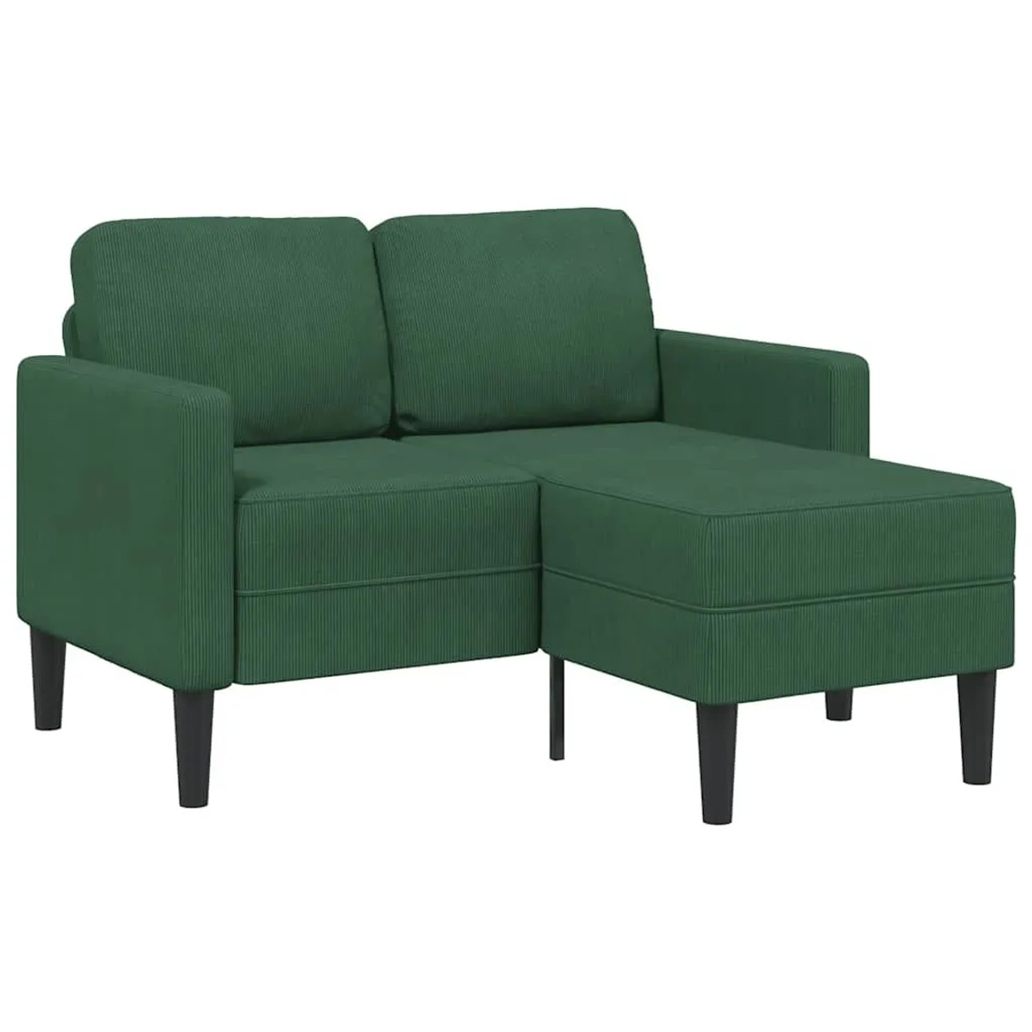 vidaXL 2er-Sofa mit Chaiselongue L-Form Dunkelgrün 125 cm Leinen 4107081
