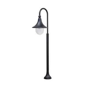 Schwarze Lindby Außenleuchte Daphne aus Aluminium, 1-flammig, E27, für Garten und Terrasse.