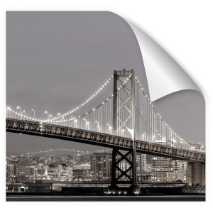 Myspotti Küchenrückwandfolie San Francisco, selbstklebend, mit Ansicht der beleuchteten Brücke.