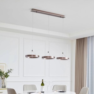 Moderne, braune LED-Pendelleuchte Lucande Kolo, 3-flammig für Wohnzimmer.