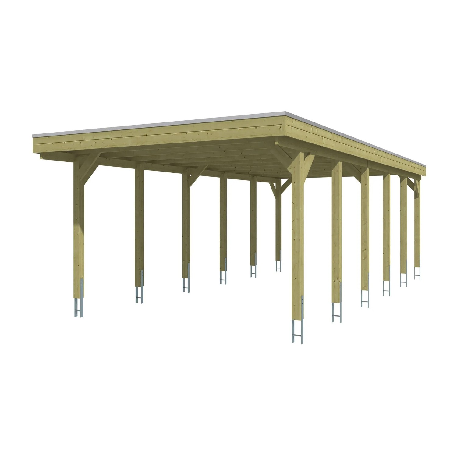 Skan Holz Carport Friesland mit Stahl-Dachplatten 402 cm x 860 cm Grün