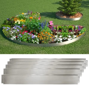 OK-Living Rasenkante Silber, 40m Beetumrandung aus Metall für den Garten.