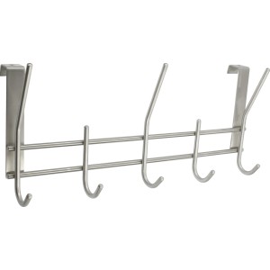 Siro Türgarderobe aus Edelstahl, feingeschliffen, mit 5 Haken zum Einhängen an der Tür.