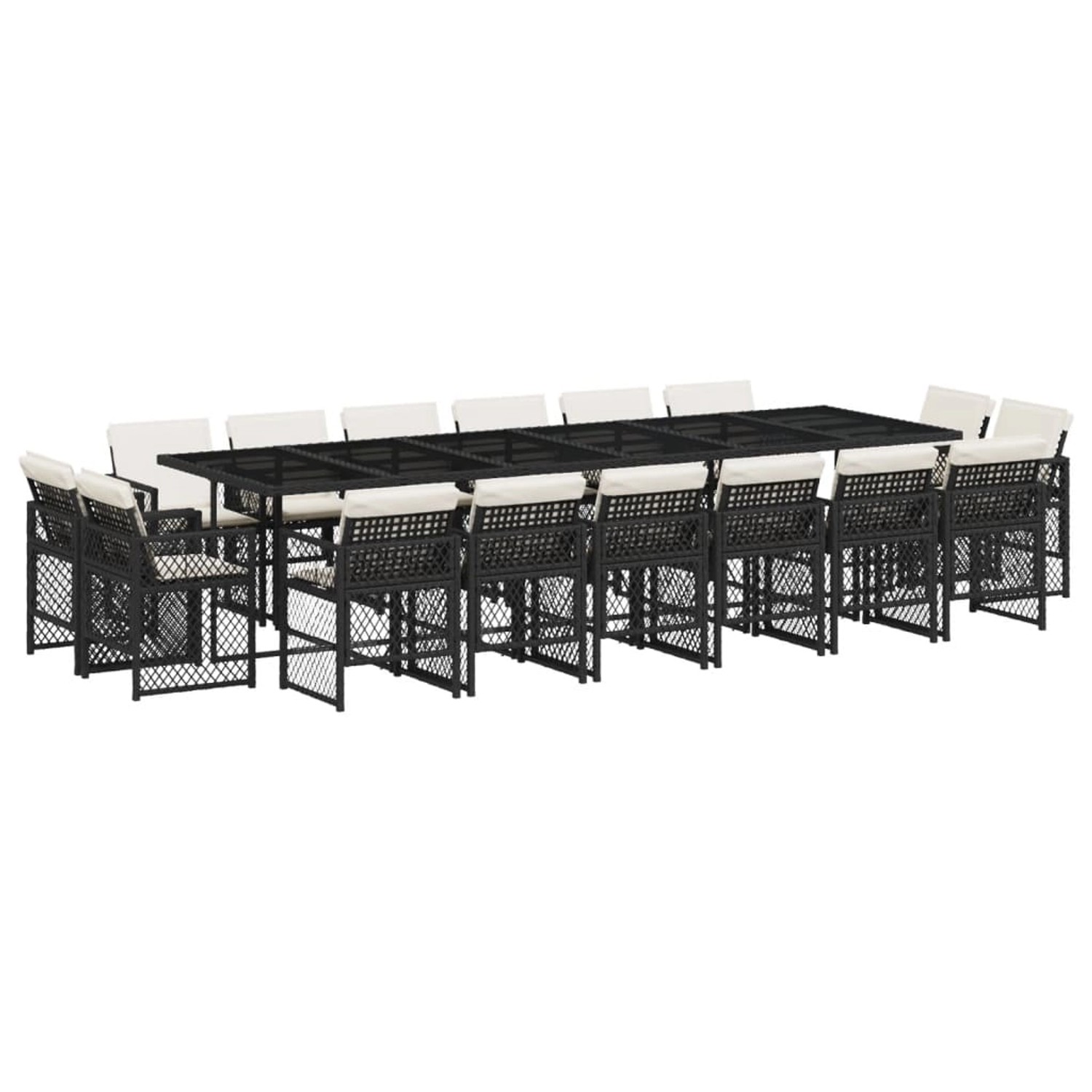 vidaXL 17-Tlg Garten-Essgruppe mit Kissen Schwarz Poly Rattan 3210882 günstig online kaufen