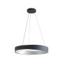 Moderne, dimmbare LED-Pendelleuchte Daelor in Schwarz, Ringform, für Wohnzimmer.