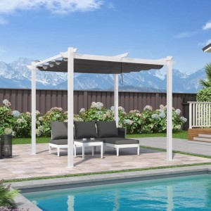 Purple Leaf Pergola 300 cm X 300 cm Pavillon mit Schiebedach Aluminium Wasserdicht