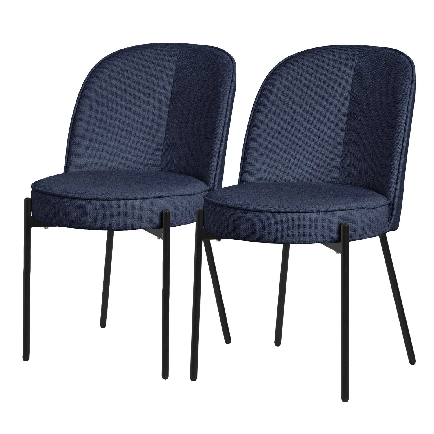ML-Design Esszimmerstühle 2Er Set Dunkelblau Metallbeine-Stoffbezug