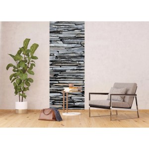 Sanders & Sanders Fototapete in Steinoptik Grau (0,9x2,7m) im Wohnraum.