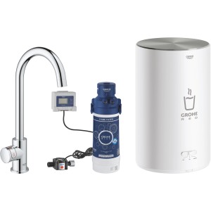 Grohe Red Mono Standventil mit Boiler, Filter und Chrom-Oberfläche.