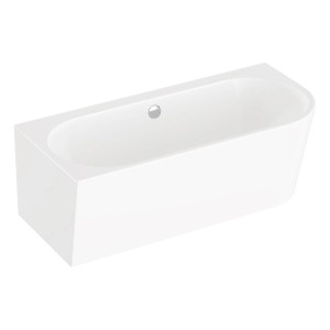 Weiße pianura Eckbadewanne (165x75 cm) für die linke Ecke, aus Acryl.
